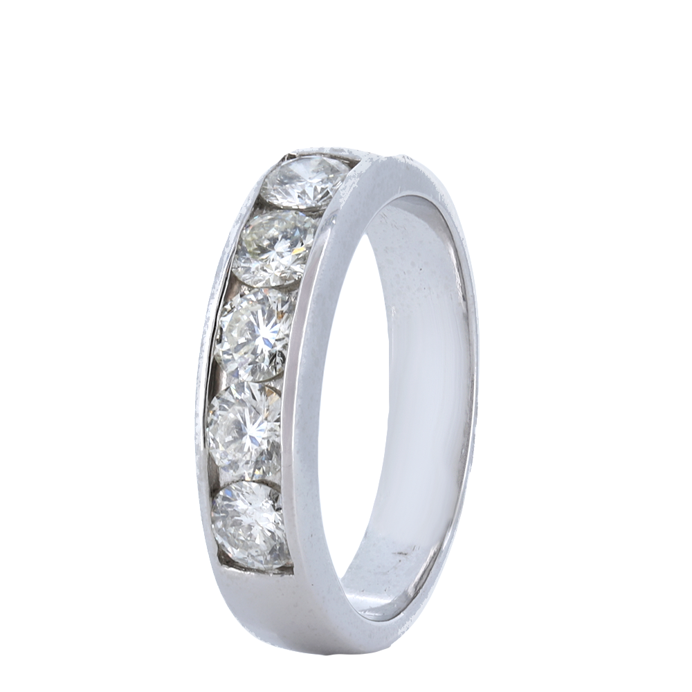 Platinum Five Stones - 1ct Diamond Band