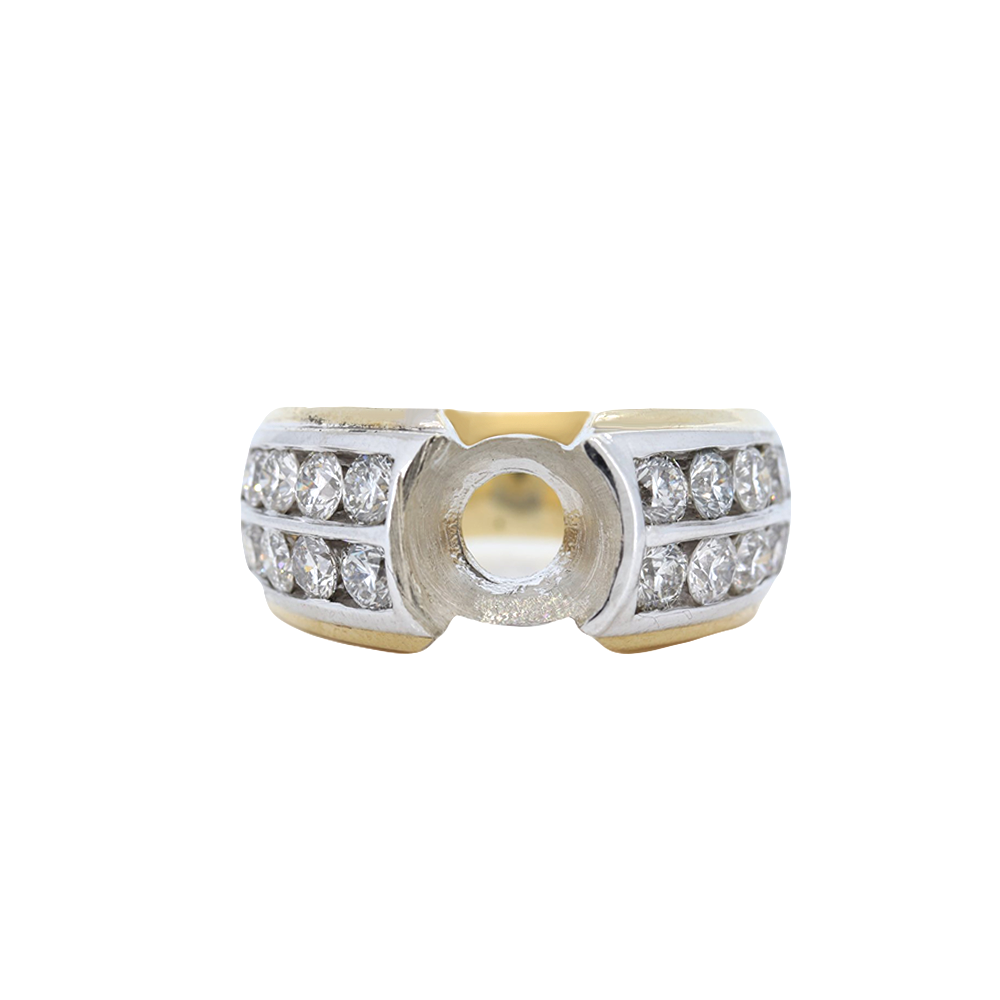 Men&#39;s Two Tone Diamond Semi Mount In 14K Gold D-2.48Ct