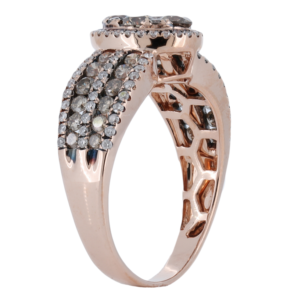 1.25 cts of Brown Diamond Ring set In 14K Rose Gold