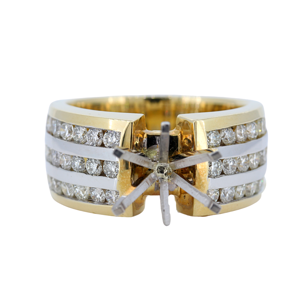 14k Two Tone White and Yellow Gold Setting with 1.57ct diamonds
