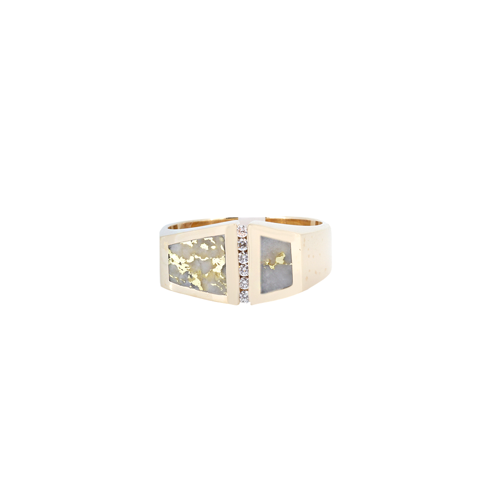 14K Yellow Gold Quartz Ring With 0.15Ct Diamonds