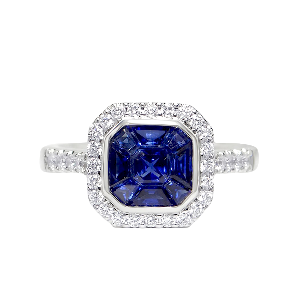 Ladies 1.45Cts Sapphire And .36Cts Diamond Ring in 18Kt White Gold