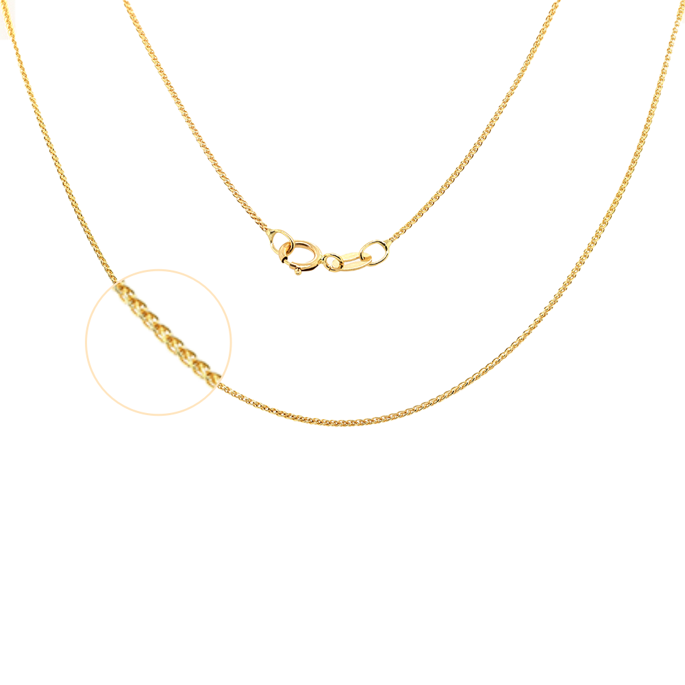 14K Yellow Gold Wheat Link Chain