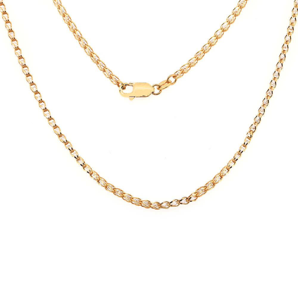 14K Yellow Gold Fancy Link Chain With Crystals
