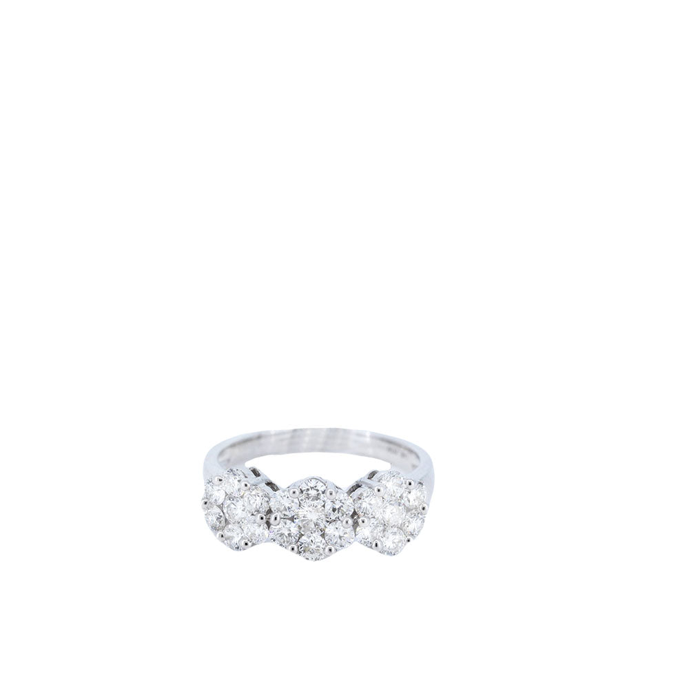 Floral Trio Engagement Ring In 14K White Gold With 1.54 Ct Diamonds.