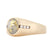 14K Yellow Gold Quartz  Men's Oval Bezel Set Ring With 0.18Ct Diamonds
