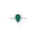 Pear Shaped  Emerald with Diamond Ring in 14kt White Gold