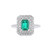 Cushion Emerald with 2 rows of Diamond Halo 14kt White Gold Ring