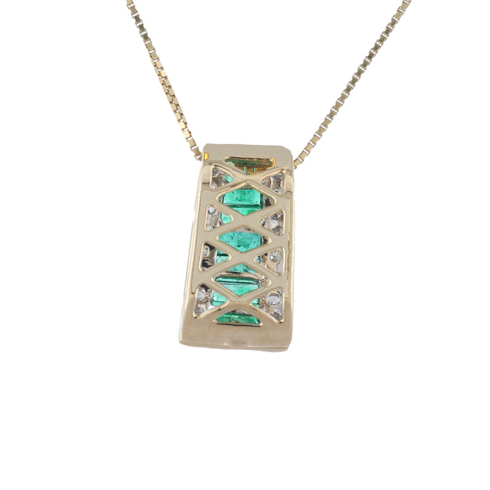 14k Yellow Gold Pendant with 1.52ct Emerald with .79ct diamonds