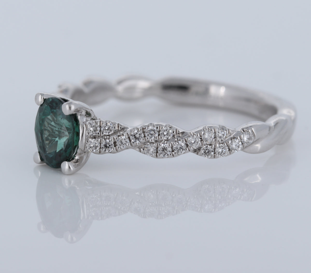 Alexandrite And Diamond Twisted Engagement Ring In Platinum
