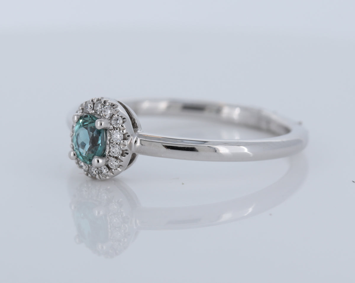 Natural Alexandrite Oval Halo Ring In 18Kt White Gold