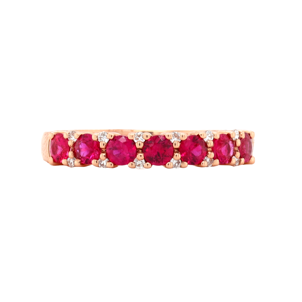 14kt Rose Gold Ring with .83ct Ruby and .08ct diamonds