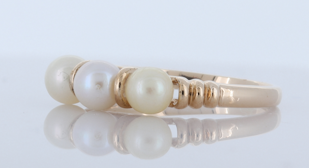 14K Yellow Gold Infant Pearl Ring.