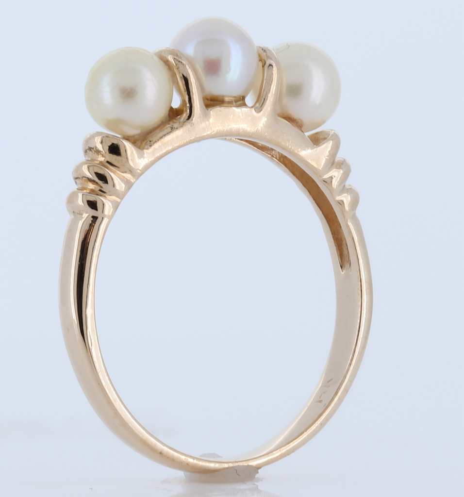 14K Yellow Gold Infant Pearl Ring.