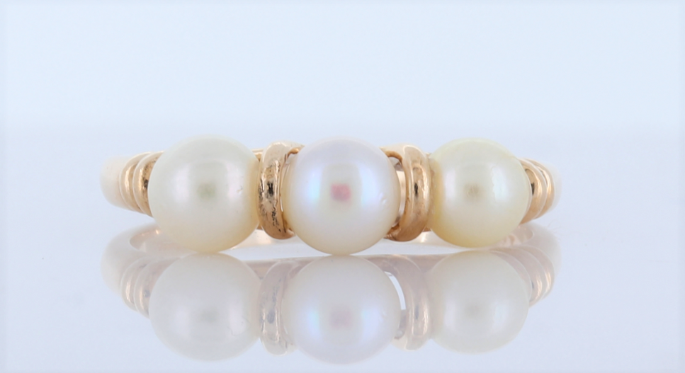 14K Yellow Gold Infant Pearl Ring.