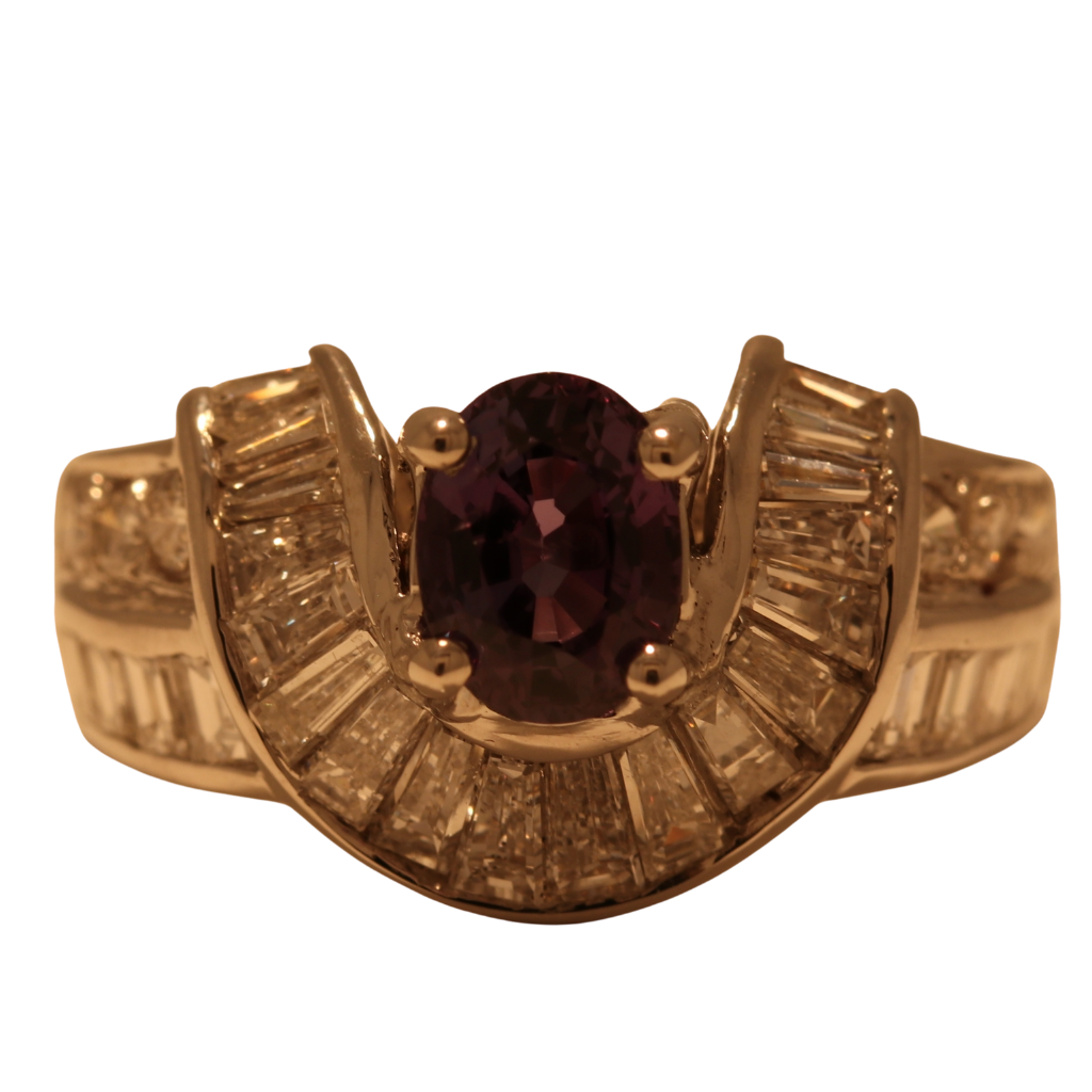 Platinum Ring with .90ct Alexandrite and .83ct diamonds - GIA Certified