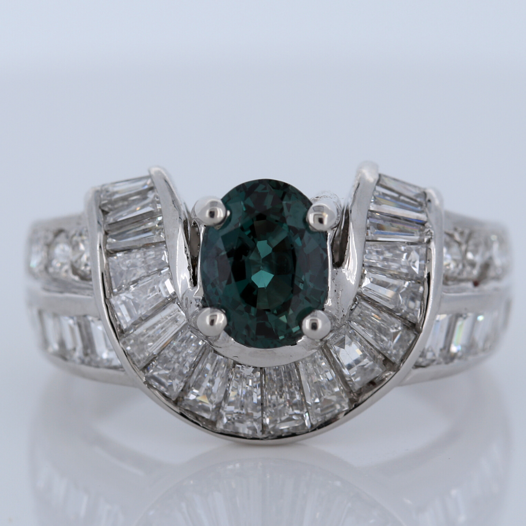 Platinum Ring with .90ct Alexandrite and .83ct diamonds - GIA Certified