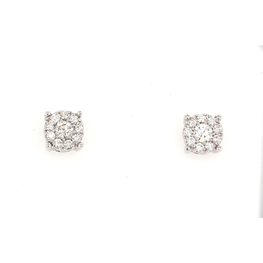 0.58ctw Diamond Cluster Earrings in 14K White Gold