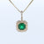 Cushion Emerald And Double Halo Diamond Pendant In 14Kt Yellow Gold
