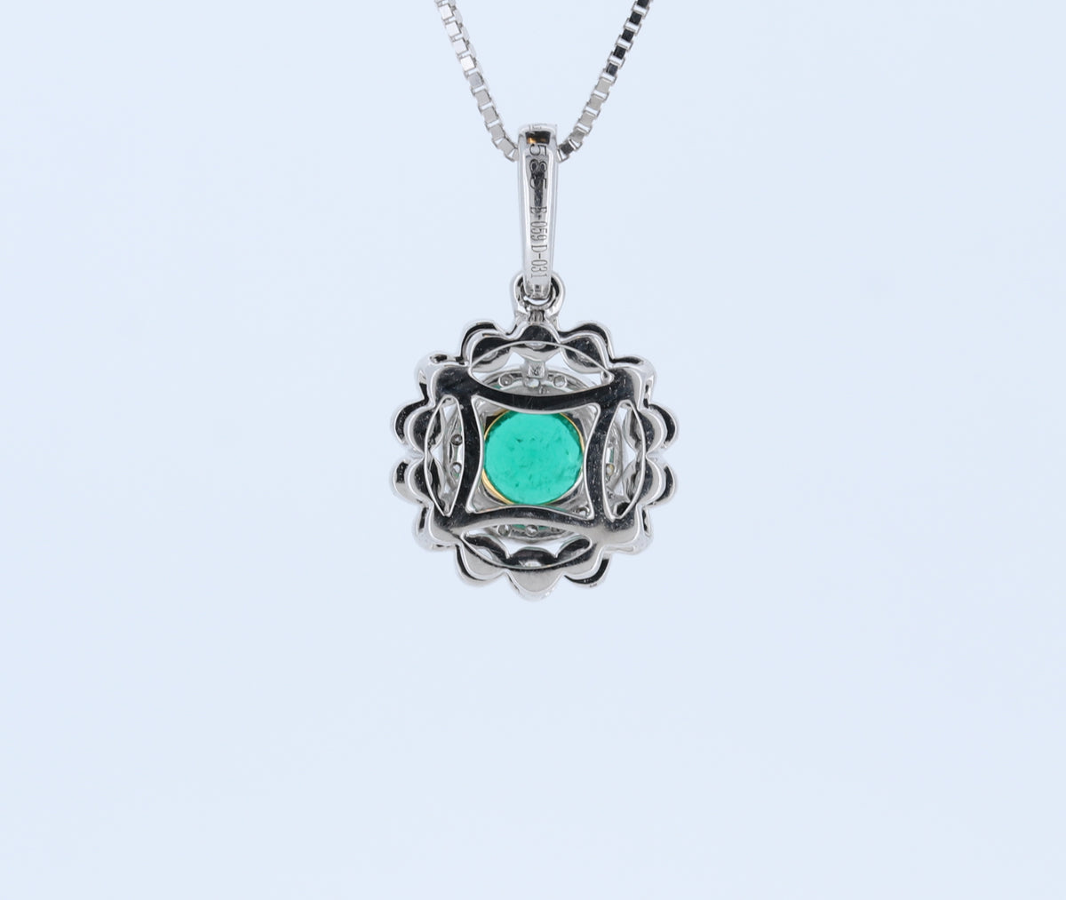 14kt White Gold Emerald Pendant