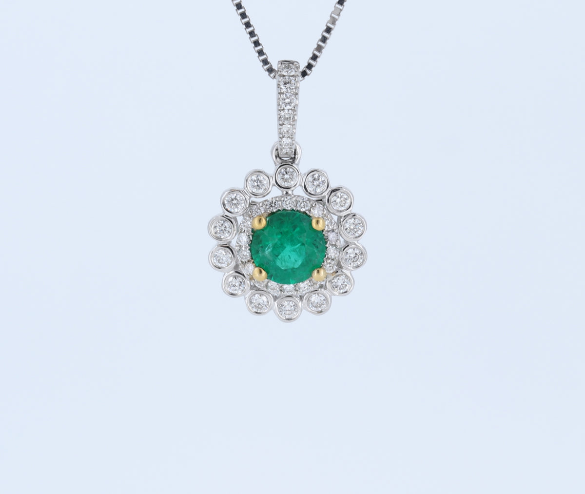 14kt White Gold Emerald Pendant