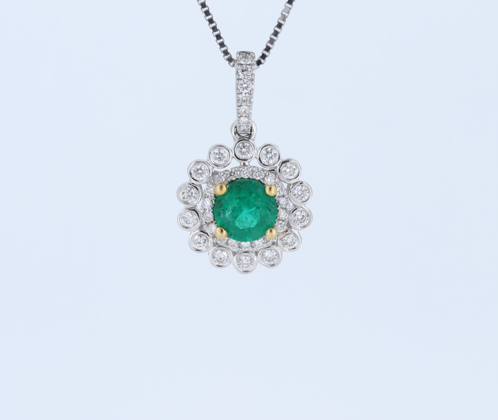 14kt White Gold Emerald Pendant