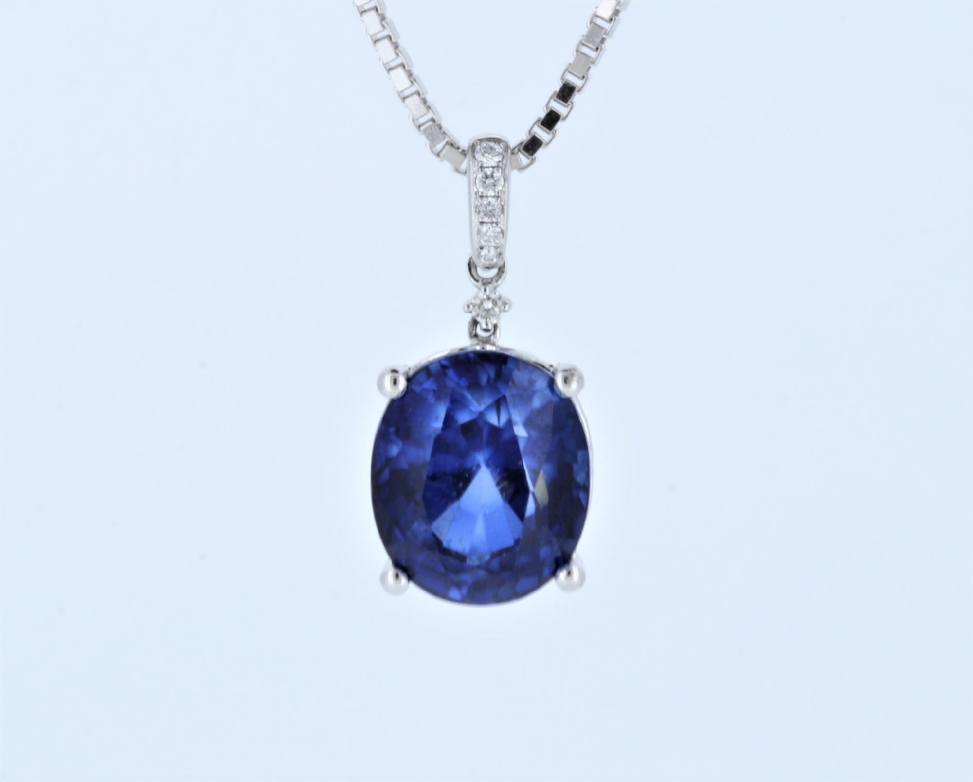 J'Adore Sapphire And Diamond Pendant In 14Kt White Gold
