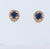 Round Sapphire Halo Stud Earrings In 14Kt Yellow Gold