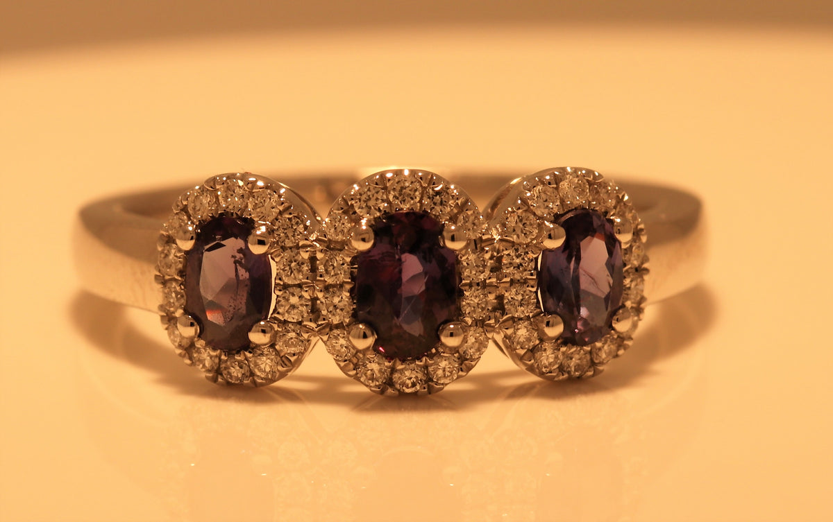 18k White Gold Ring with .63ct Alexandrite and diamonds