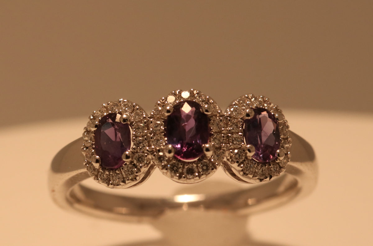 18k White Gold Ring with .63ct Alexandrite and diamonds