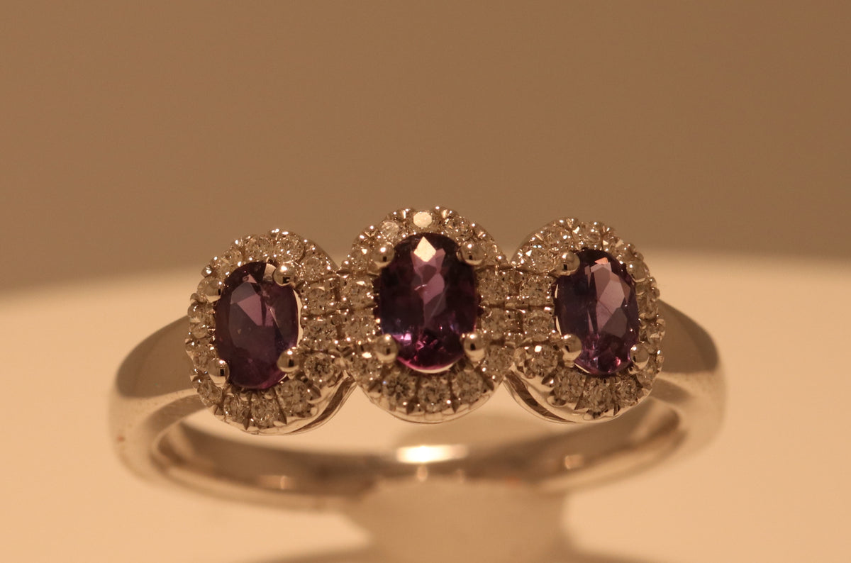 18k White Gold Ring with .63ct Alexandrite and diamonds