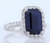 Platinum Rectangular Sapphire With Diamond Halo Ring