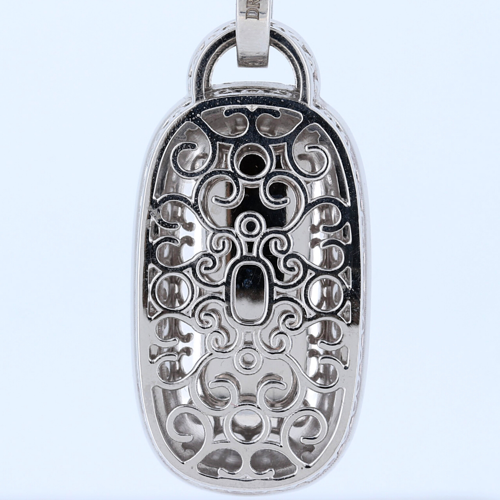 14k White Gold 22.93 Carat Opal Pendant with Diamond Accents