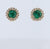 Round Natural Emerald Halo Stud Earrings In 14Kt Yellow Gold