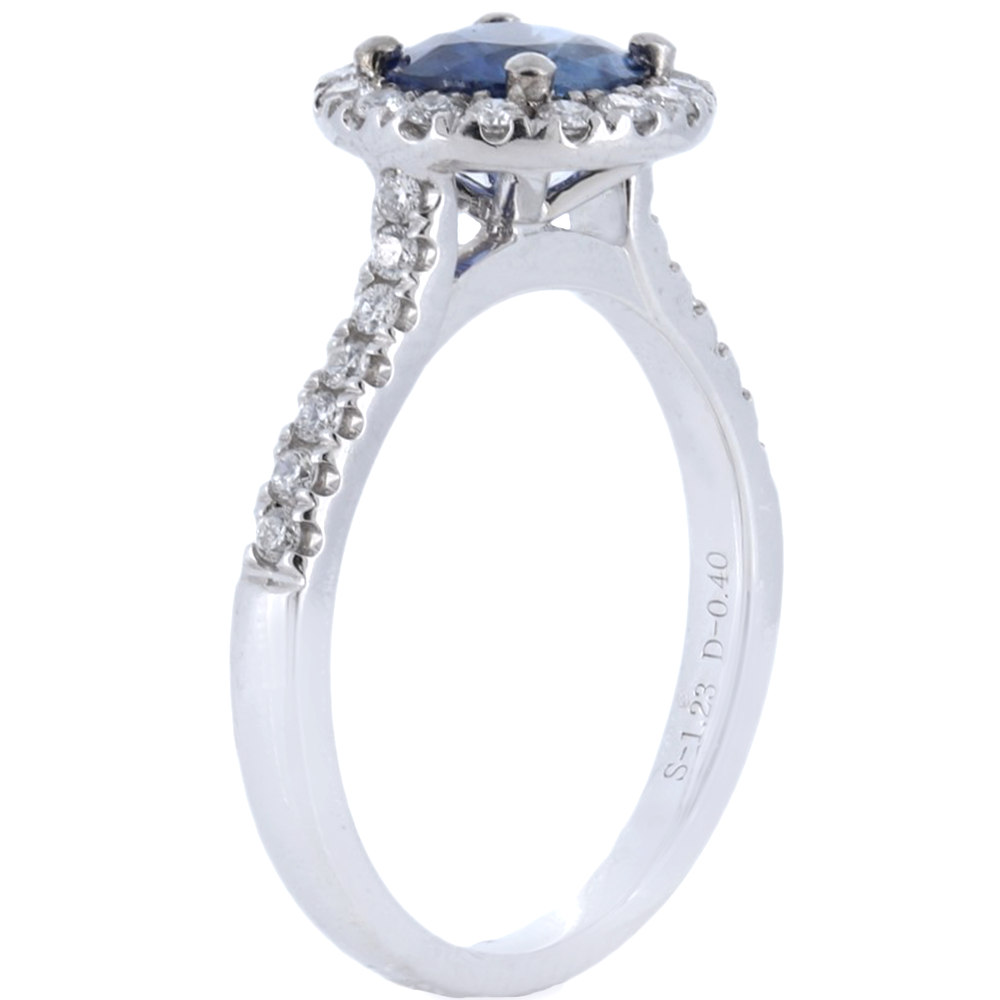 Platinum Sapphire Halo Engagement Ring
