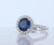 Round Sapphire And Diamond Halo ring Set In 14Kt White Gold