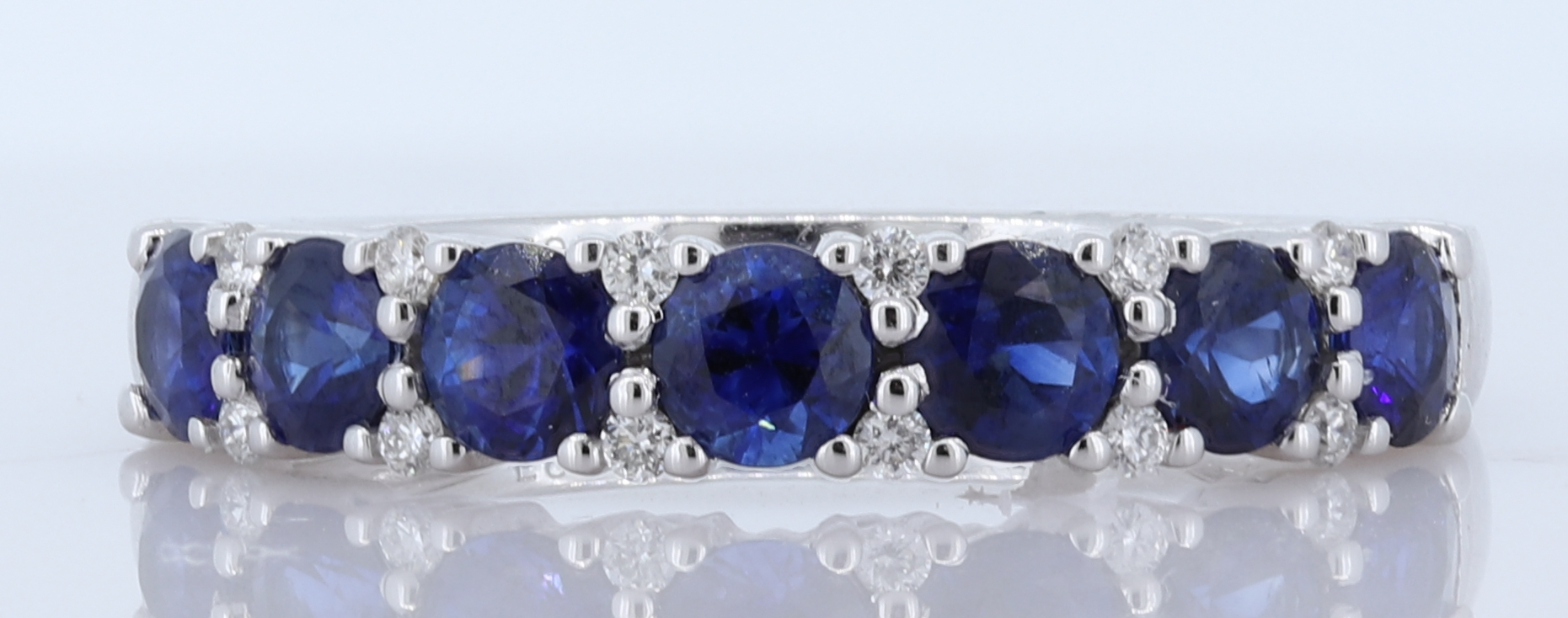 Sapphire And Diamond Band In 14Kt White Gold