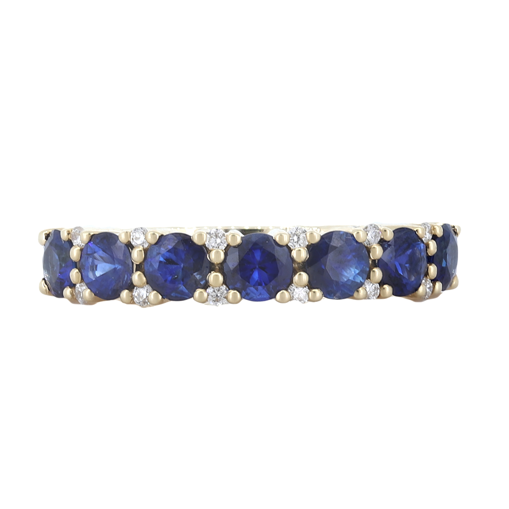 Sapphire And Diamond Band In 14Kt Yellow Gold