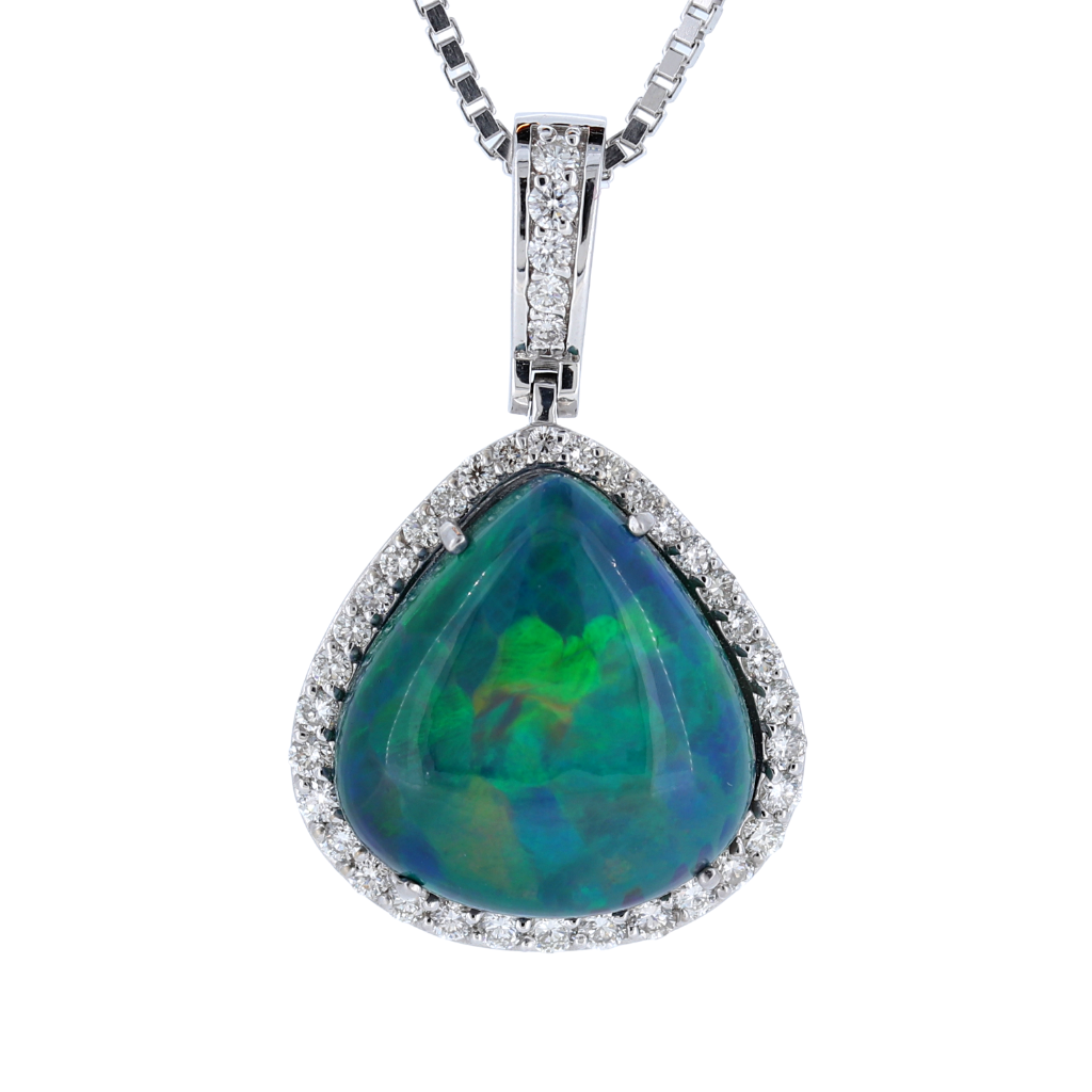 Extraordinary 14k White Gold Pendant Featuring a 7.95ct Opal