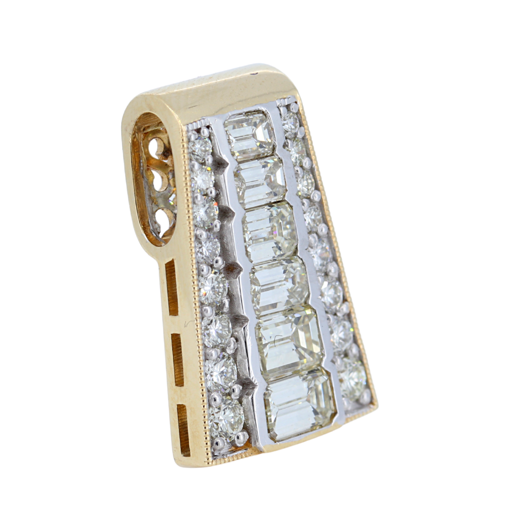 14k Yellow Gold Emerald Cut Diamond Baguettes Pendant with 2.38 diamonds