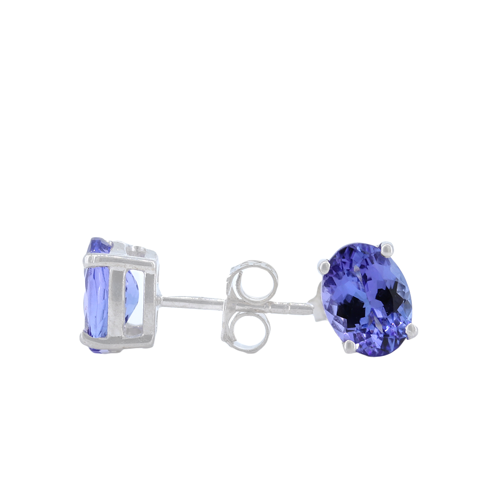 Oval Solitaire Tanzanite Stud Earrings