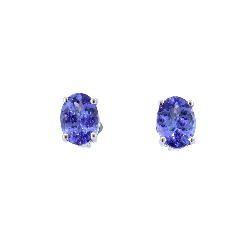 Oval Solitaire Tanzanite Stud Earrings