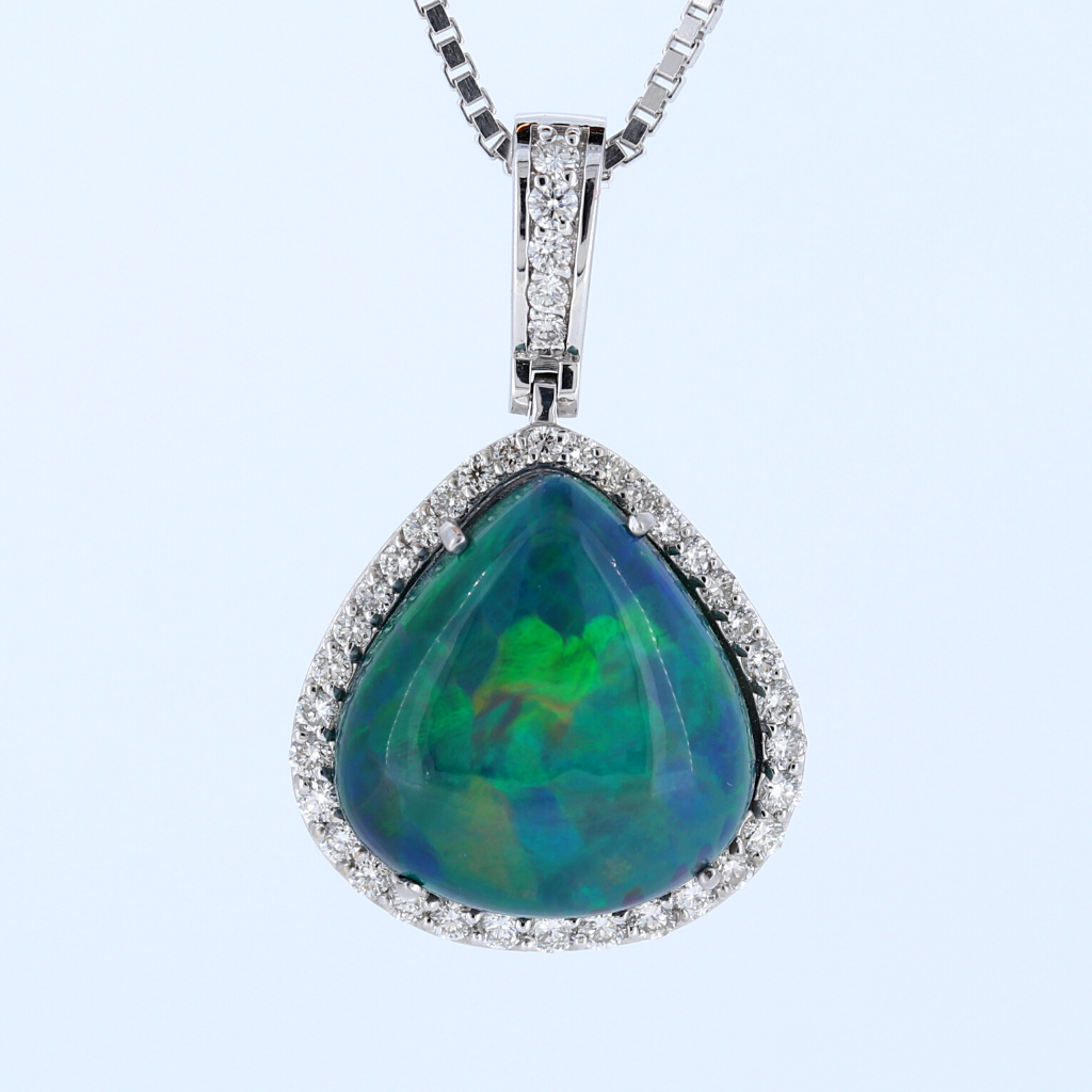 Extraordinary 14k White Gold Pendant Featuring a 7.95ct Opal