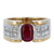 Mens 14k Two Tone Yellow and White Gold Ring with 1.59ct Ruby and 1.32ct diamonds