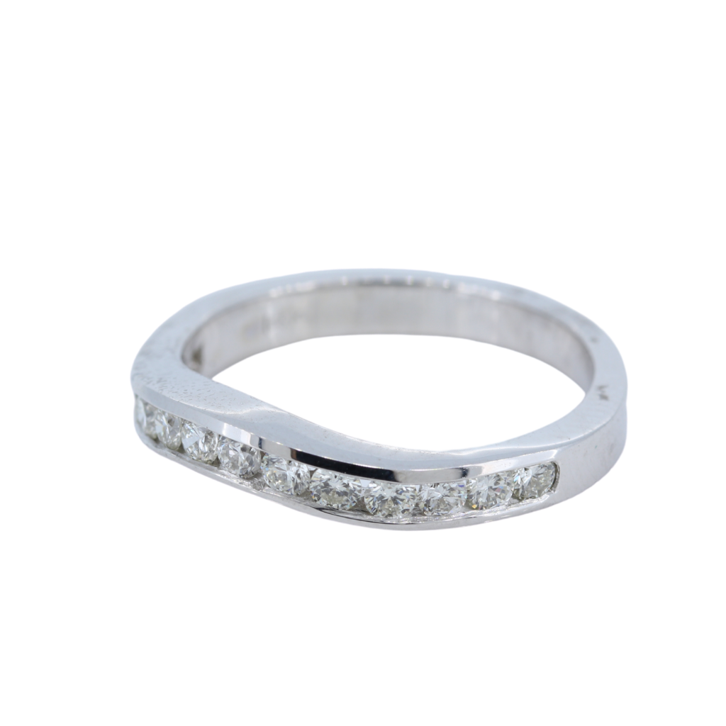 14k White Gold Band Ring with .61ct Diamonds
