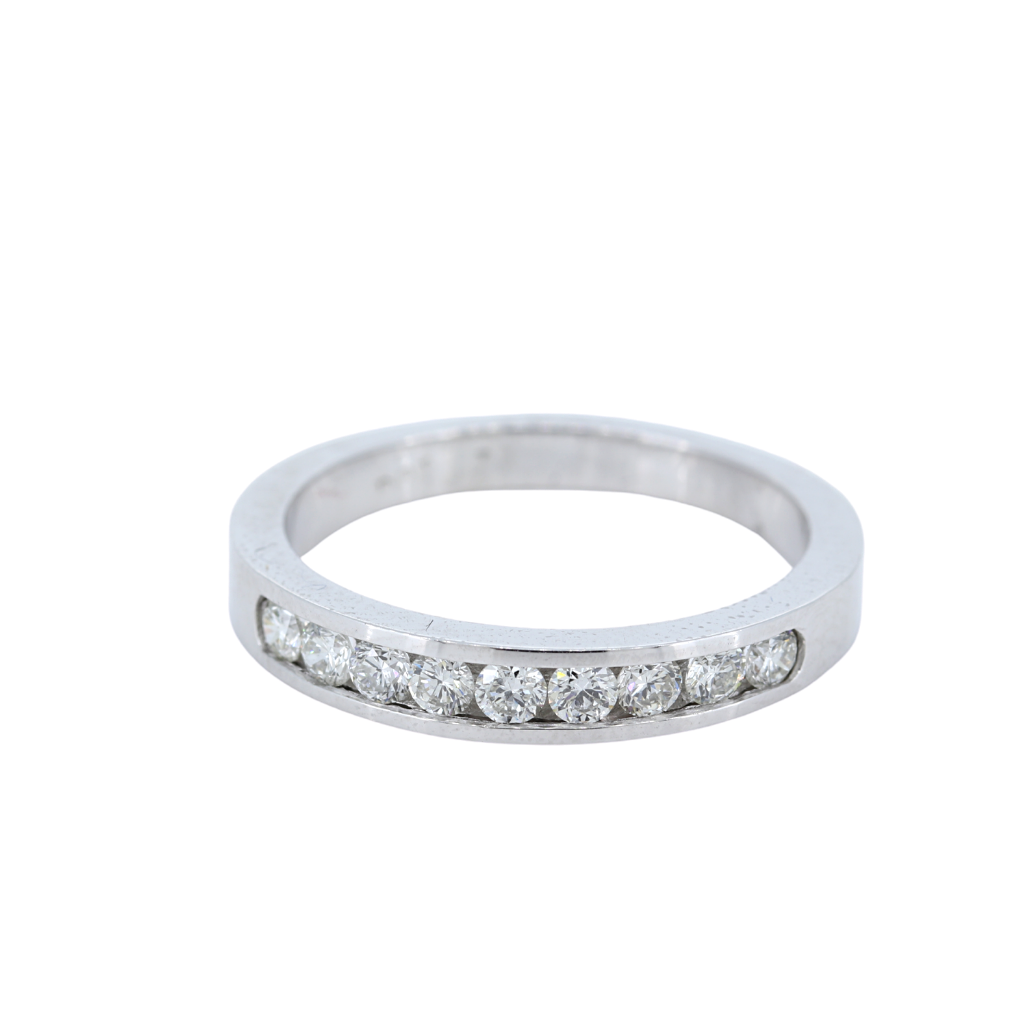 Solid 14k White Gold Band with 0.46cts Diamonds