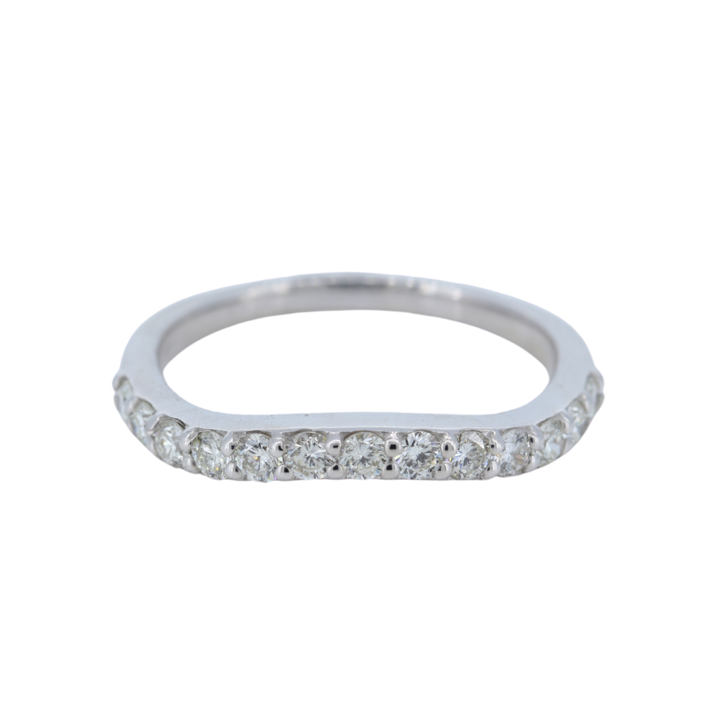 14k White Gold Band Ring with 0.59 cts of Diamonds