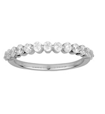 Two Prong Set Diamond Band Mad In 14K White Gold