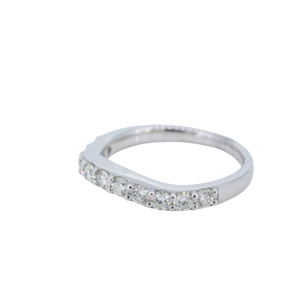 14k White Gold Band Ring with 0.77 Cts of Diamonds