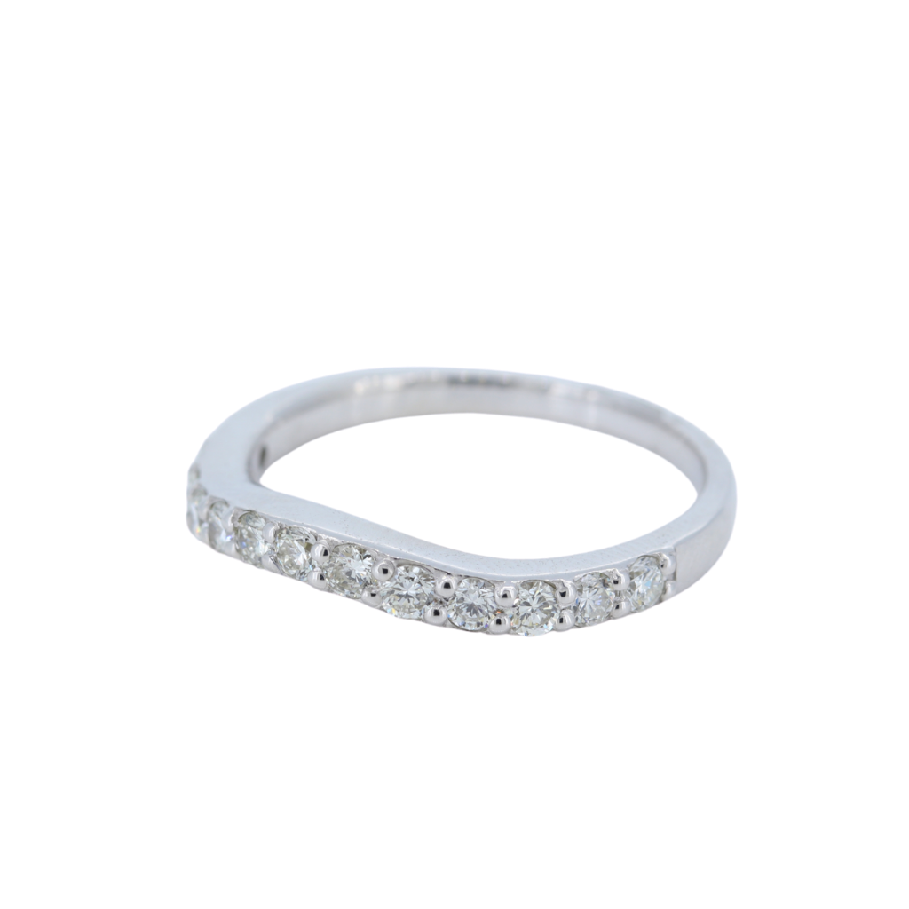 14k White Gold Band Ring with 0.59 cts of Diamonds